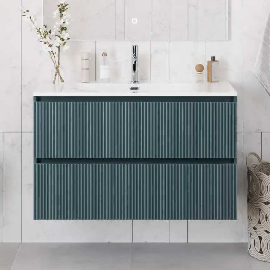 Тумба под раковину BelBagno UNO-1000-2C-SO-AO подвесная, Голубой Матовый фото 12