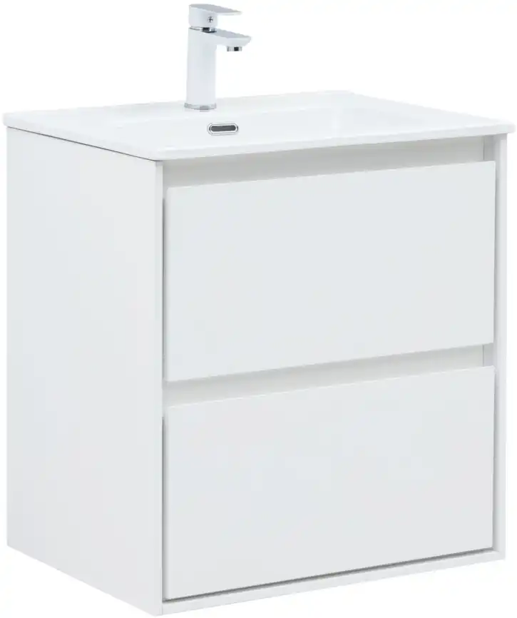 Тумба под раковину Aquanet Милан 60 белый глянец, подвесная, 336367 фото 1