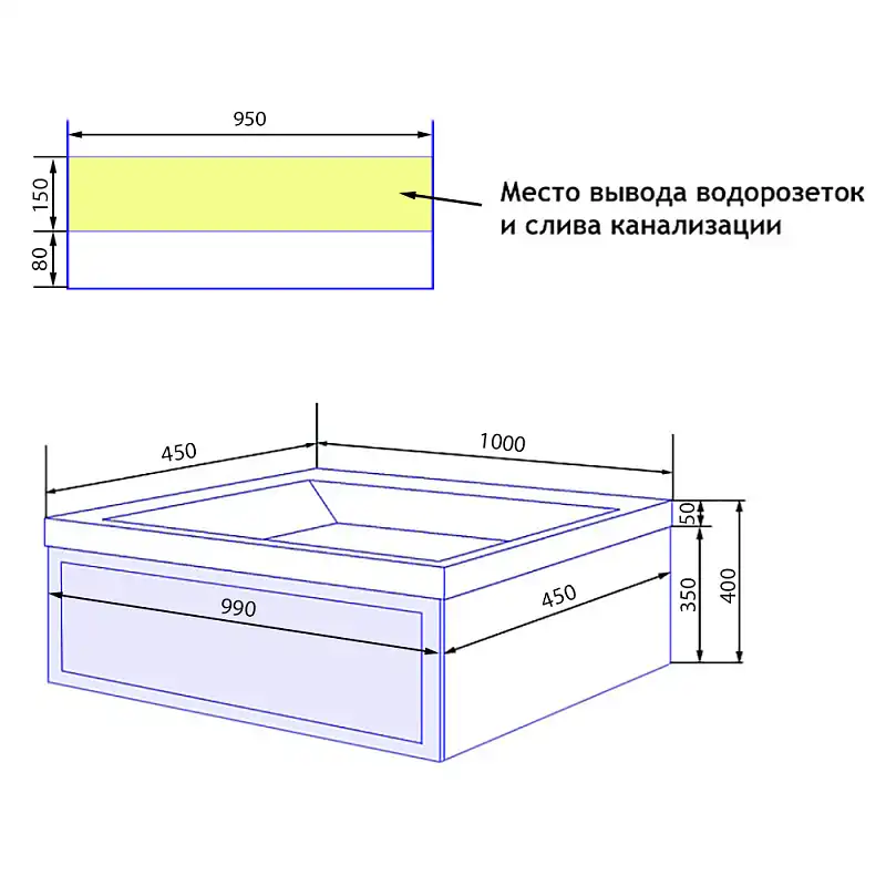 Тумба с раковиной Azario Belloni 100 CS00098074, подвесная, зеленая фото 8