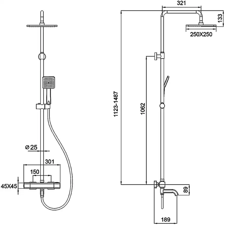 Душевая система Gappo G2491 с тропическим душем и термостатом Хром фото 14
