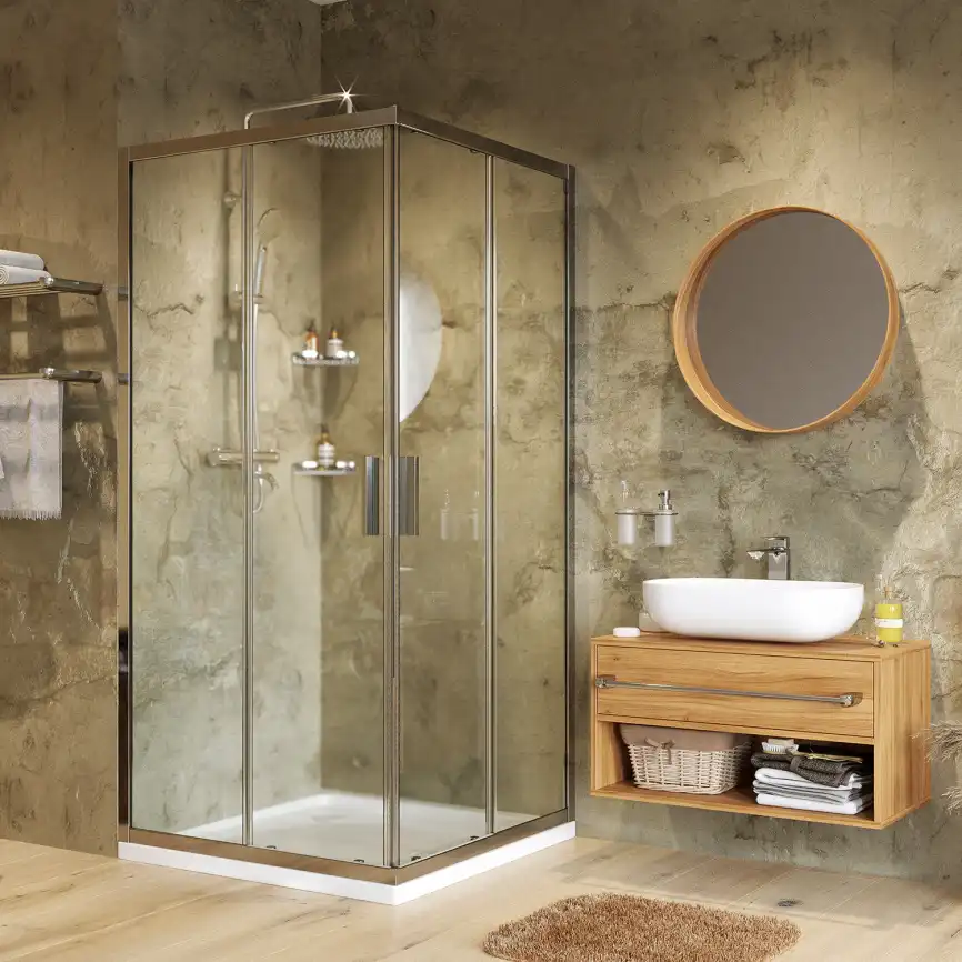 Душевой уголок WasserKRAFT Lippe 45S 80х80 45S02 профиль Хром стекло Прозрачное фото 2