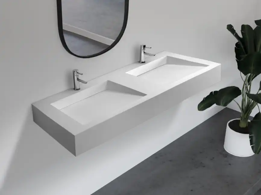 Раковина подвесная ABBER STEIN 121,9х45х15 AS2643-1.2, прямоугольная, белая матовая фото 2