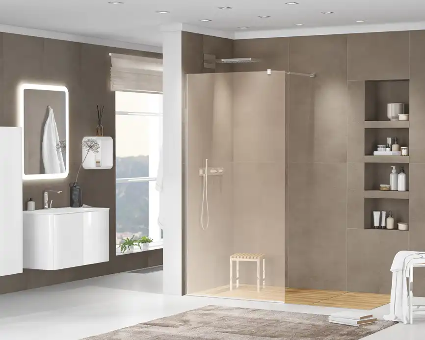 Душевая перегородка CEZARES LIBERTA-L-1-90-BR-Cr стекло Tонированная бронза, профиль Хром фото 3