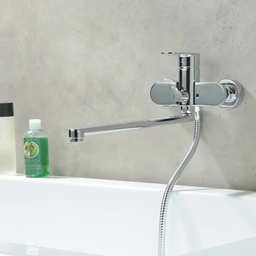 Смеситель для ванны Aquatek Ника AQ1842CR с длинным изливом, Хром фото 7