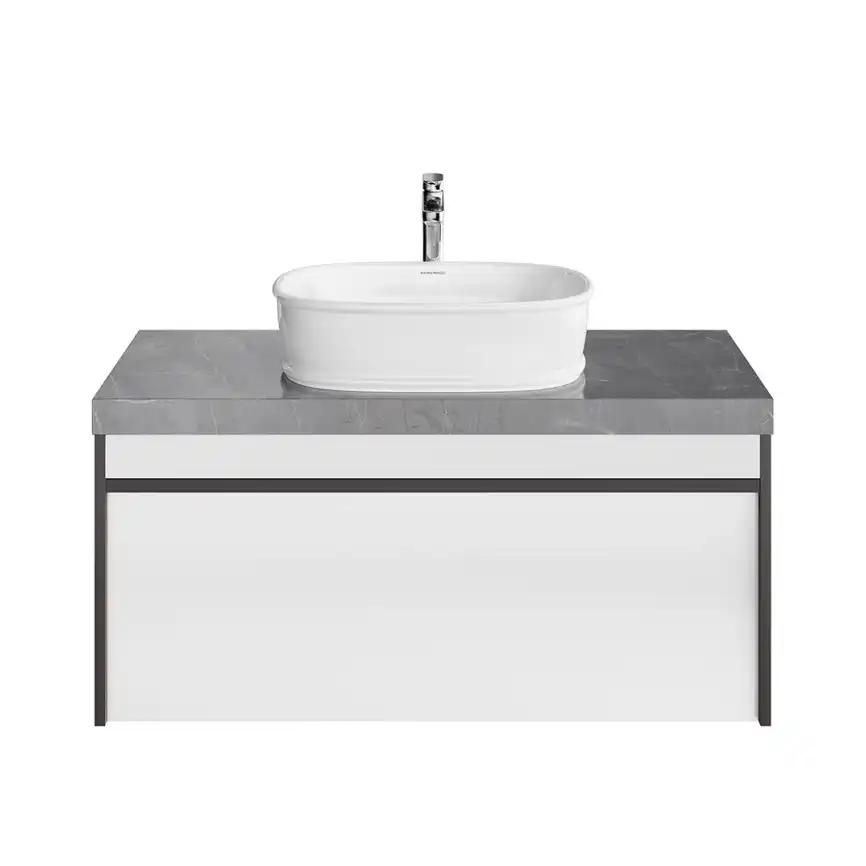 Тумба под раковину Kerama Marazzi MODULA 100 см, MO.100.1+1\AR подвесная, Арабика / Белый глянцевый фото 3