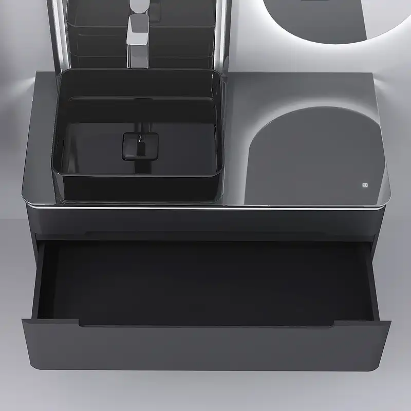 Тумба под раковину Jorno SHINE 100 Shi.01.100/P/A Серый антрацит фото 4