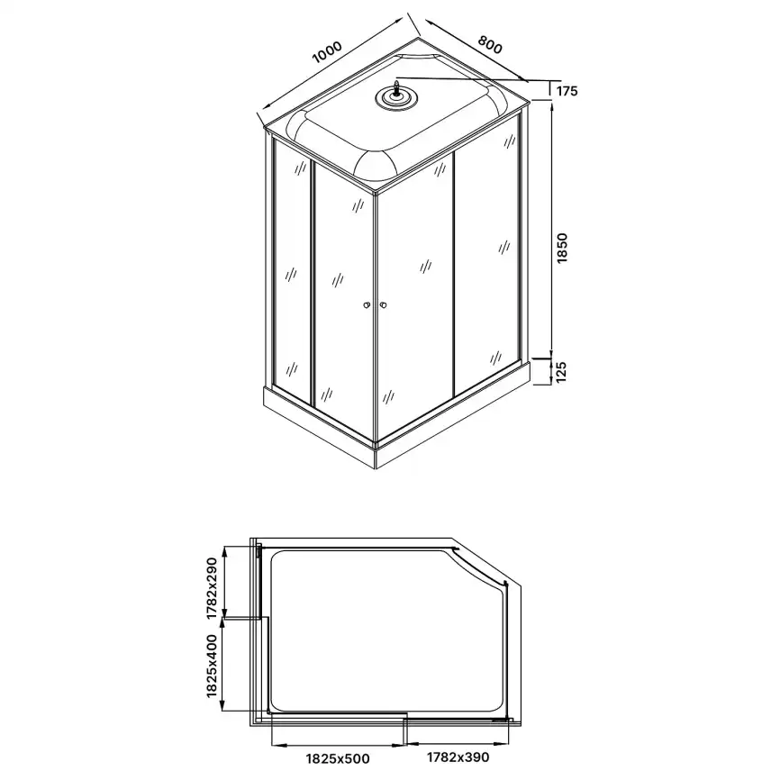 Душевая кабина Loranto 100х80 CS-5180-13R F, низкий поддон, цвет профиля сатин фото 20