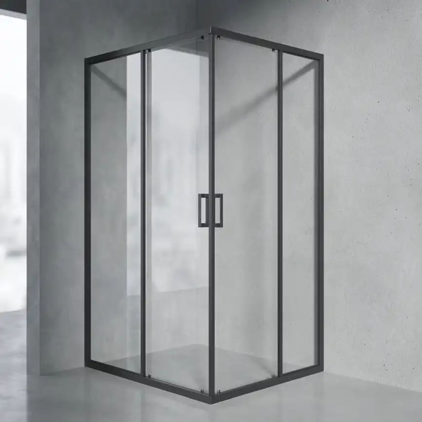 Душевой уголок AVS Слайдер Куб 90-100x90-100 профиль черный матовый, стекло прозрачное, 803-0006-195-9010/9010-BM-T фото 1