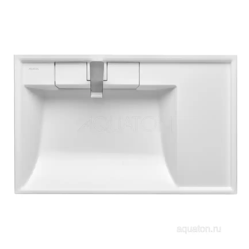Раковина  Aquaton Рейн 80х50 1A72113KRW010  над стиральной машиной, из литьевого мрамора, Белая фото 3