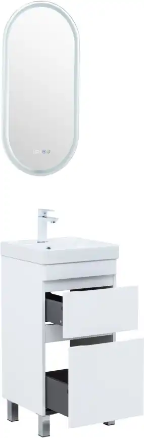 Тумба под раковину Aquanet Слим 40 напольная, белый сатин, 346040 фото 6