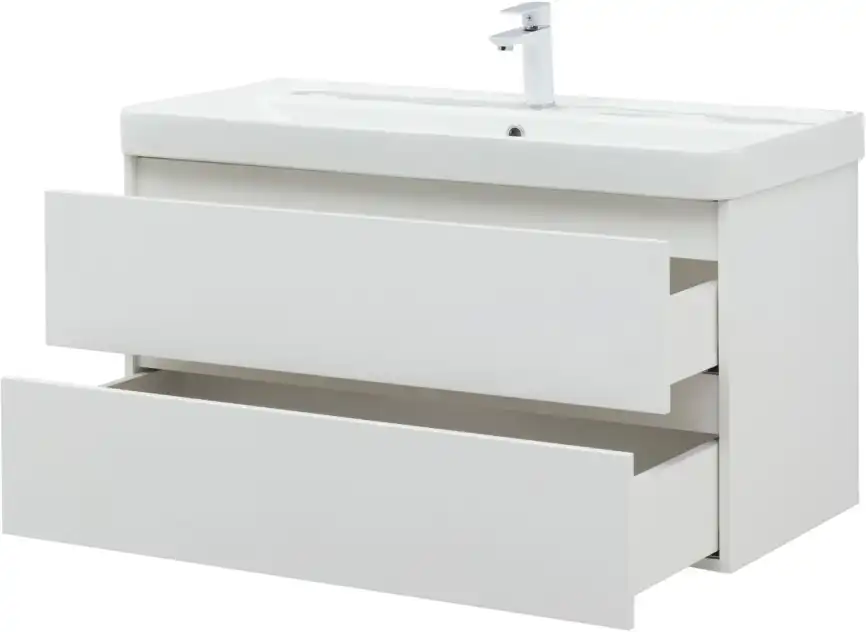 Тумба под раковину Aquanet Вега 100 белый глянец фото 10