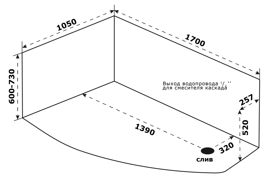 Акриловая ванна Bas Камея 170x105 L без гидромассажа фото 4