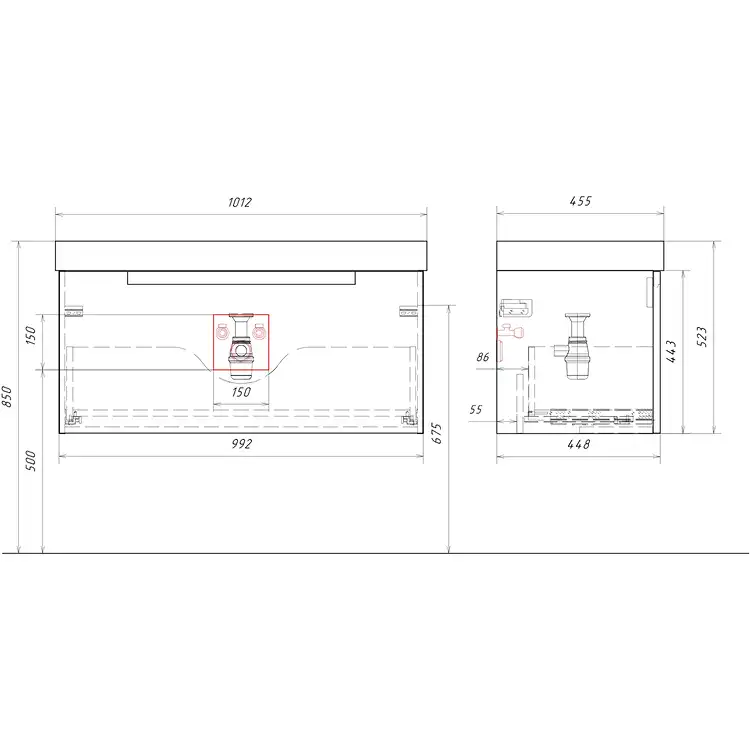 Тумба с раковиной подвесная Aqwella Vancouver 100 VAN01101, с одним ящиком, цвет белый фото 5