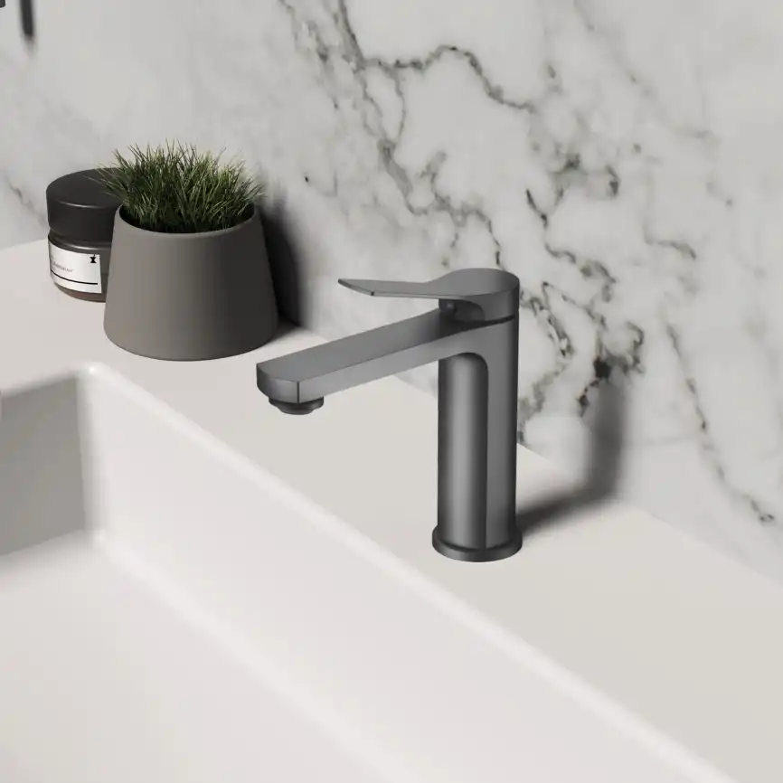 Смеситель для раковины Vincea Arco VBF-4AR01GM, вороненая сталь фото 1