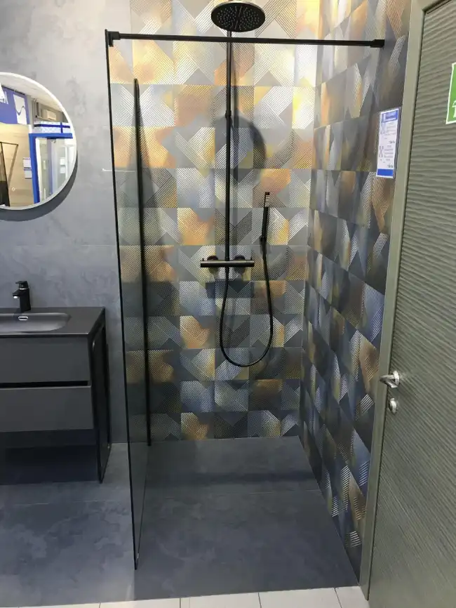 Душевая перегородка AVS Walk In 120 профиль черный, стекло прозрачное, 803-0014-200-12-BM-T фото 10