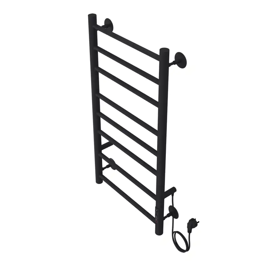 Полотенцесушитель электрический 40х80 Azario Parma П8 AZ10848B, диммер справа, Черный матовый фото 3