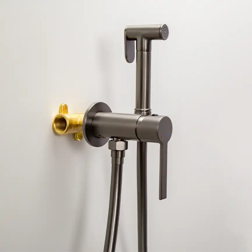 Гигиенический душ со смесителем AVS Elegant 811-431-GM, оружейная сталь фото 2