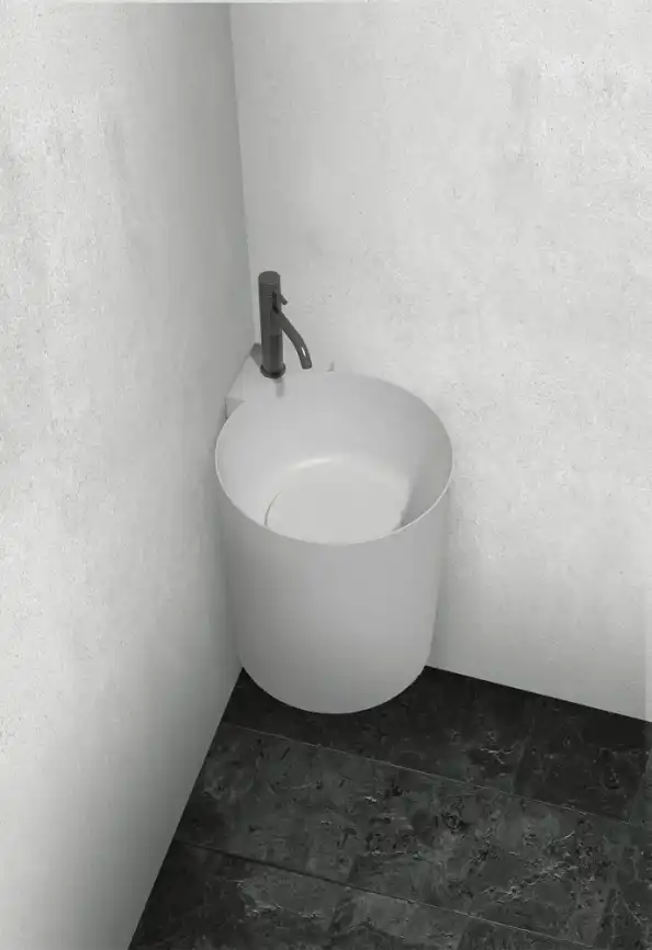 Раковина подвесная ABBER STEIN 42,2х42,2х50 AS2625, угловая, белая матовая фото 2