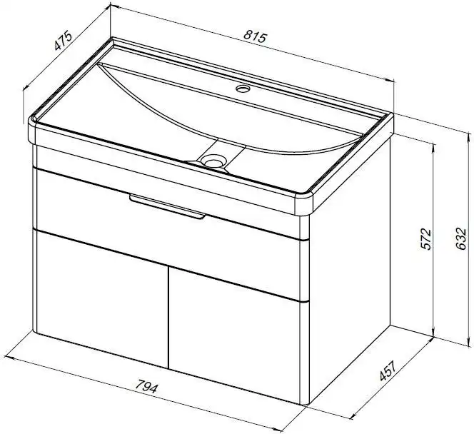 Тумба под раковину Aquanet Ирис new 85 белый глянец (1 ящик, 2 дверцы) 310150 фото 2