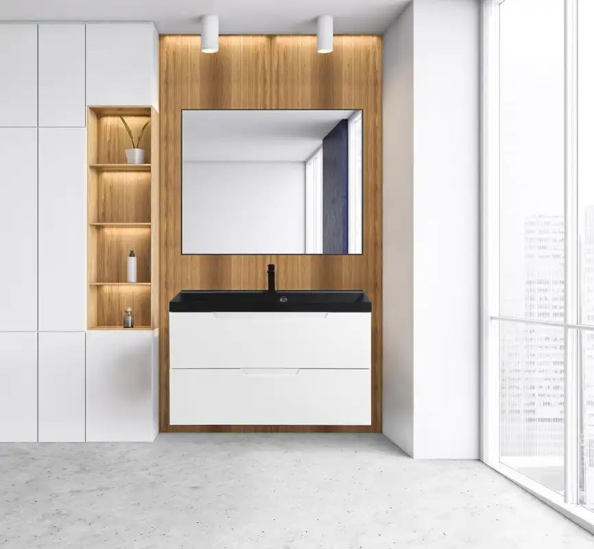 Зеркало BelBagno SPC-AL 100х80 SPC-AL-1000-800 Nero без подсветки, Черный фото 7