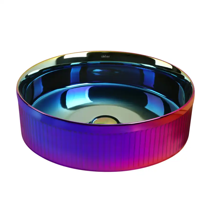 Раковина накладная ABBER BEQUEM 41,5х41,5х12 AC2114Regen, круглая, хамелеон фото 1