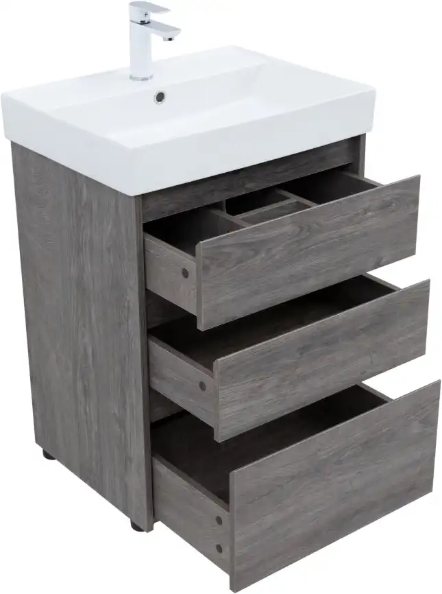 Тумба под раковину Aquanet Nova Lite 60 дуб рошелье (3 ящика) 302470 фото 9