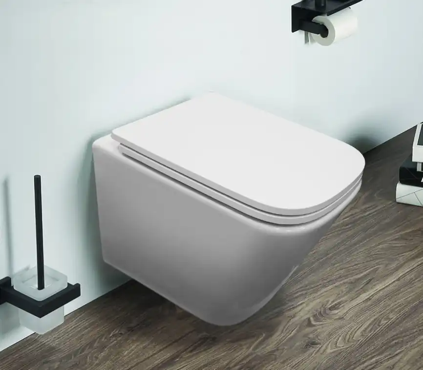 Подвесной унитаз Azario Armonia AZ-2403 безободковый, смыв Торнадо, в комплекте с сидением микролифт, Белый глянцевый фото 14