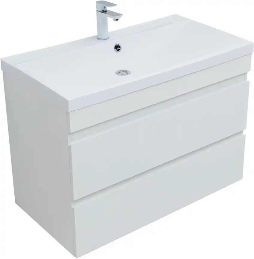 Тумба под раковину Aquanet Нота New 90 2 ящика, белый глянец 335419 фото 5