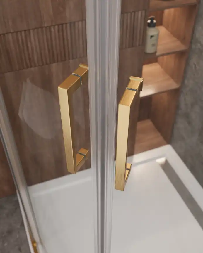 Душевой уголок CEZARES MOLVENO-R-2-100-C-BORO-IV стекло Прозрачное, профиль Брашированное золото фото 2