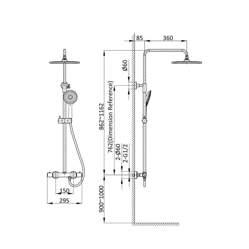 Душевая система  Vincea Esse VSFS-1E0TMB VSFS-1E0TMB  с термостатом, черный матовый фото 8