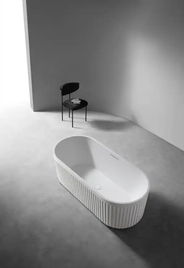 Ванна  Abber Stuttgart 170х75 AM9925 из искусственного камня, Белая матовая фото 3