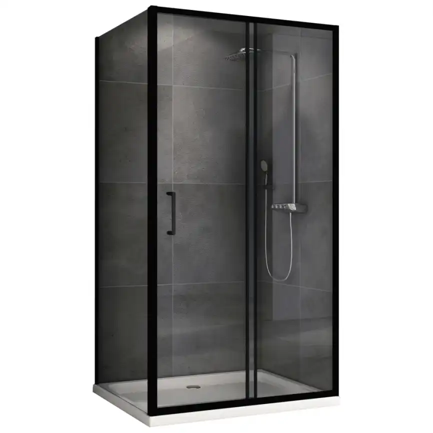 Душевой уголок ABBER Schwarzer Diamant 100х90 см, AG30100B5-S90B5, профиль черный, стекло прозрачное фото 1