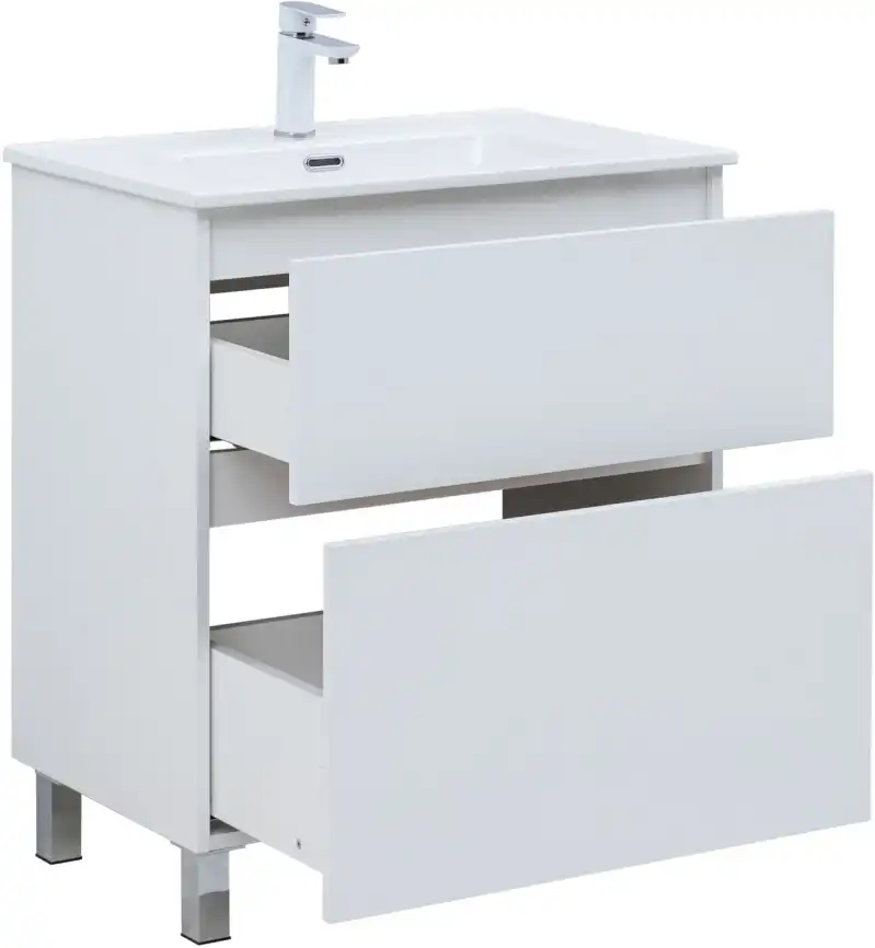 Тумба под раковину Aquanet Вега 70 напольная, белый глянец, 344122 фото 10
