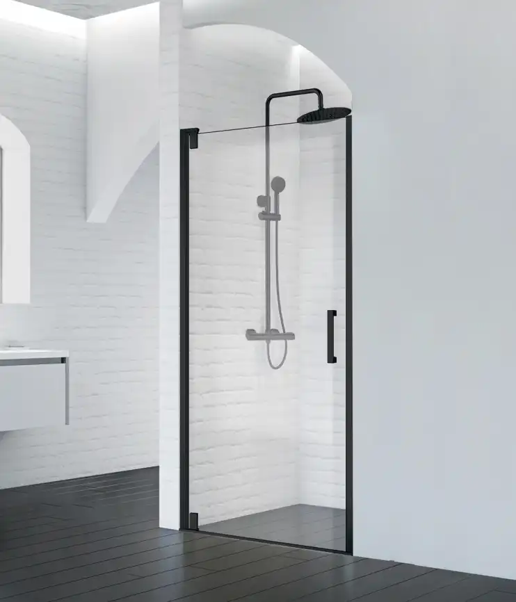 Душевая дверь BelBagno MARMI 90 см, MARMI-B-1-90-C-NERO, профиль Черный, стекло Прозрачное фото 1