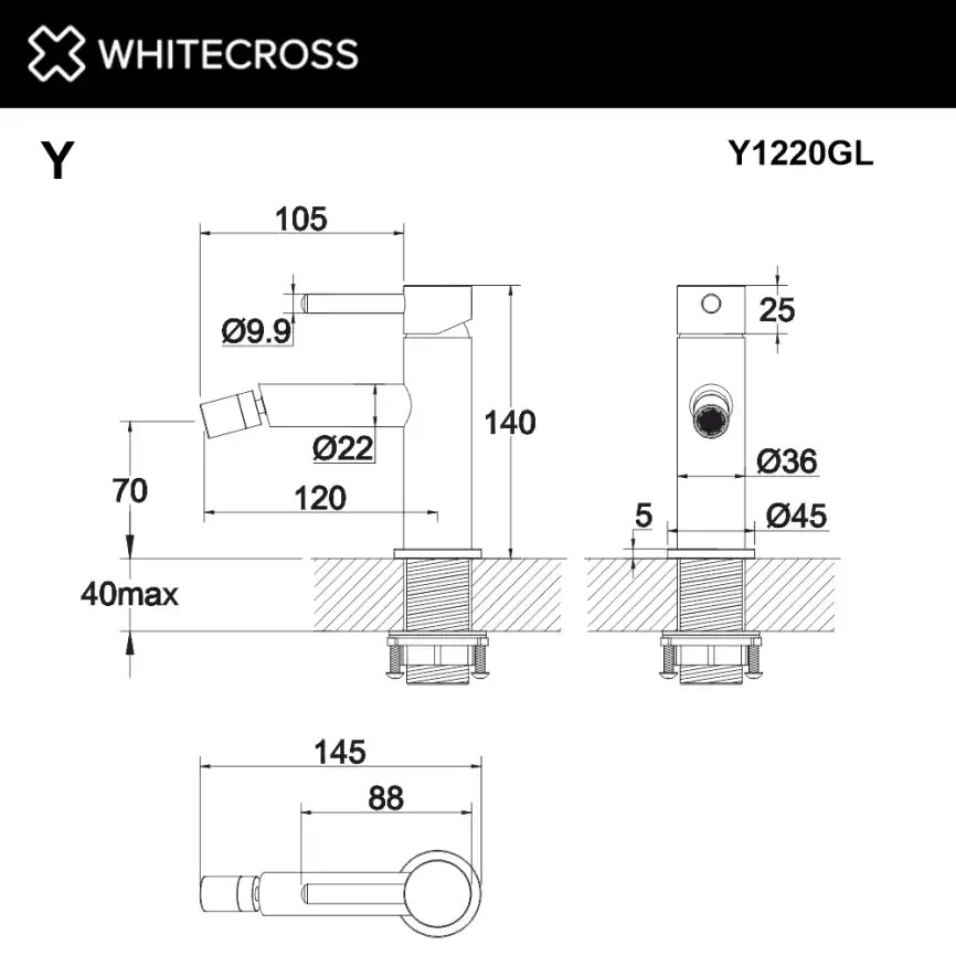 Смеситель для биде Whitecross Y gold Золото глянцевое, Y1220GL фото 3