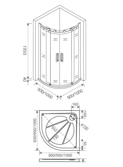 Душевой уголок Good Door GALAXY R-TD-100-C-B профиль Черный стекло прозрачное фото 4