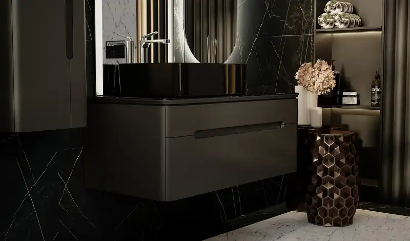 Тумба под раковину Jorno SHINE 100 Shi.01.100/P/A Серый антрацит фото 7