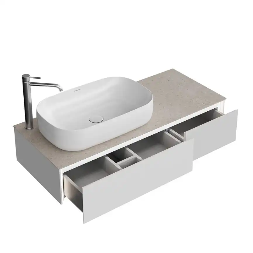 Тумба под раковину Kerama Marazzi MAGICA 120 см, MA.120.2\MGR.M подвесная, утренний серый матовый фото 3