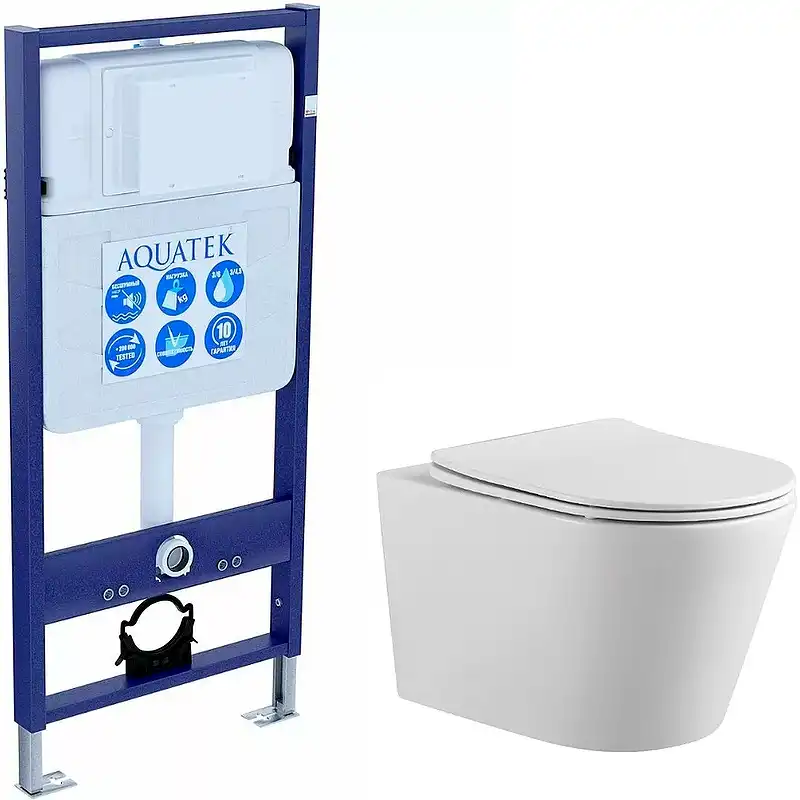 Комплект унитаза с инсталляцией Aquatek Set Aquatek Вега с сиденьем Микролифт фото 1
