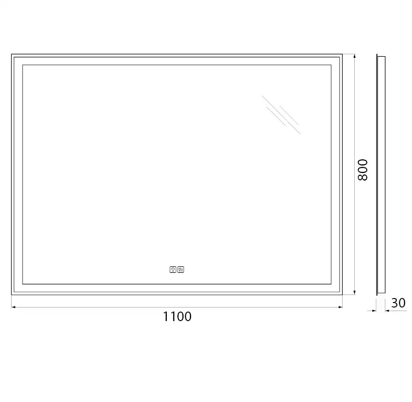 Зеркало BelBagno SPC-GRT 110х80 SPC-GRT-1100-800-LED-TCH-WARM с подстветкой, сенсорный выключатель, с подогревом фото 9