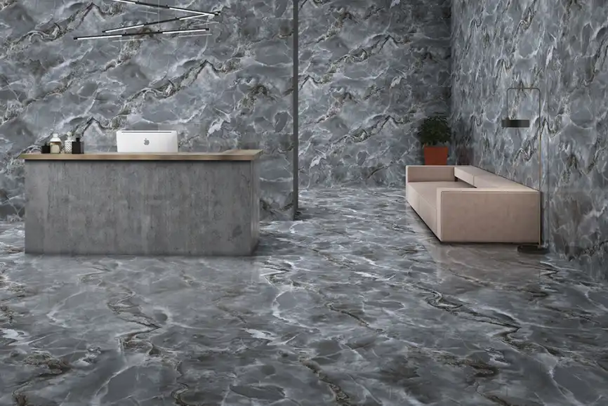 Керамогранит AVS Edonyx Black 60x120 полированный, черный фото 2