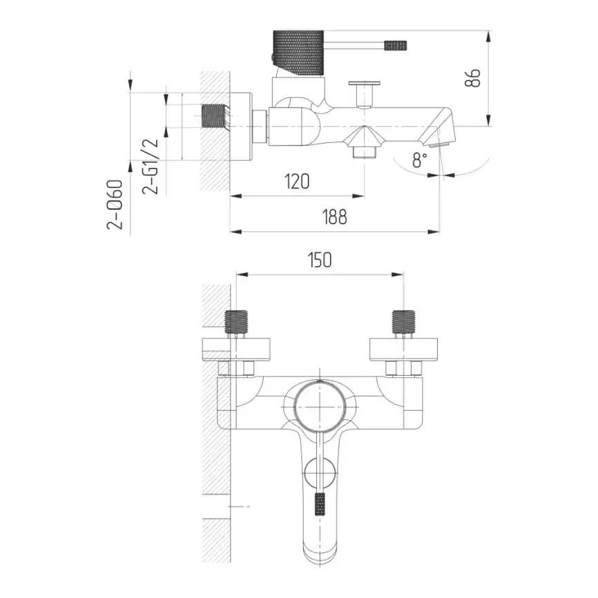 Смесители для ванны AVS SEEME 811-311-GM, оружейная сталь фото 2