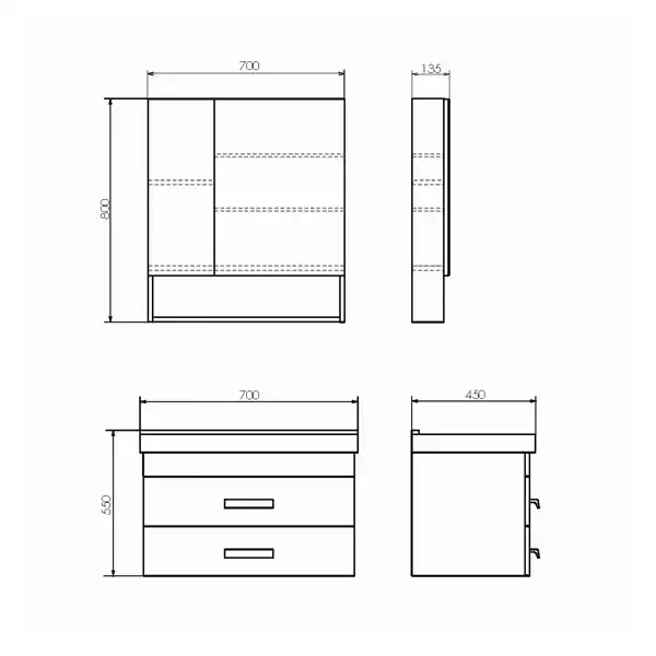 Зеркало-шкаф Comforty Никосия 70 Дуб темный, 00-00008851 фото 6