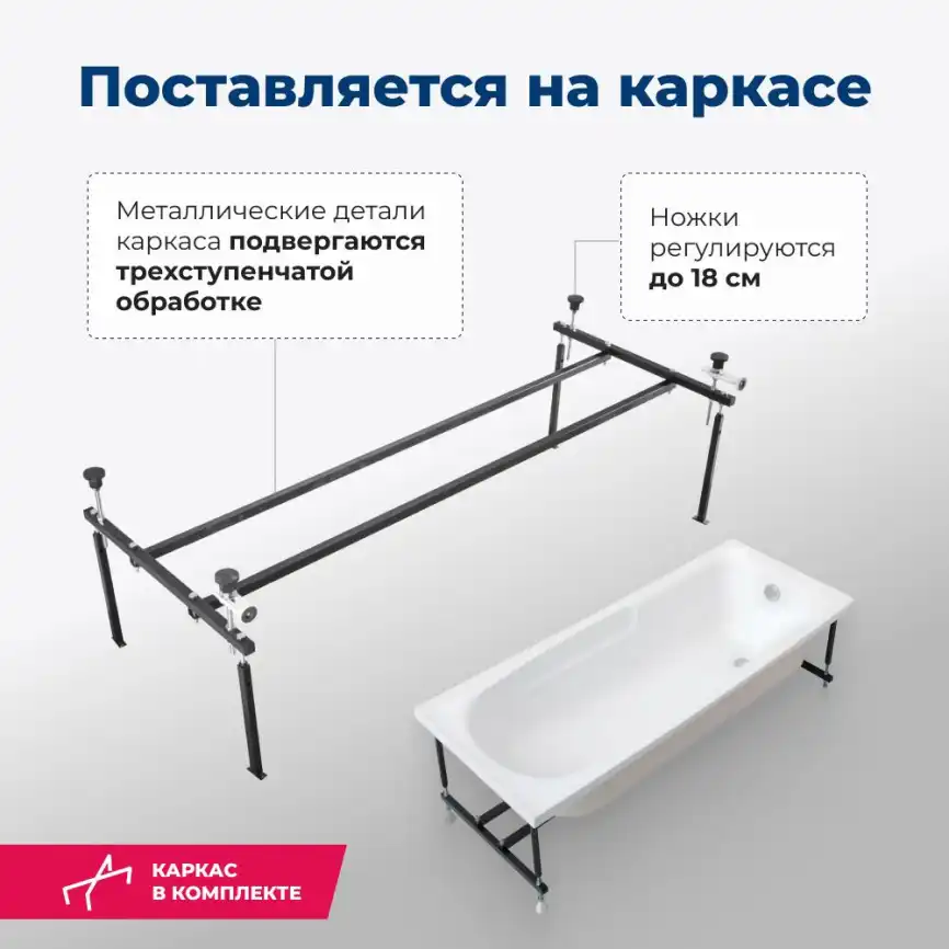 Акриловая ванна Aquanet Extra 170х70 (205482), на каркасе, белая фото 7
