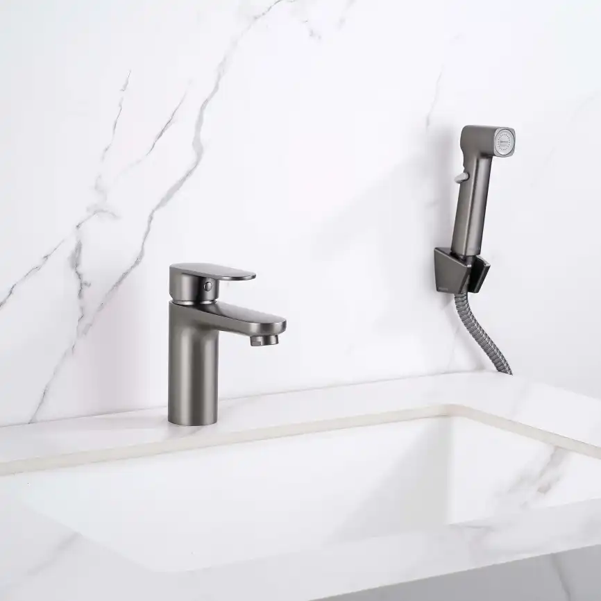 Смеситель для раковины Aquatek Ника AQ1812BGM, Оружейная сталь фото 7