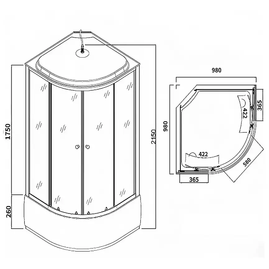 Душевая кабина Loranto 100х100, средний поддон, Матовое стекло, CS-985TM/W-100 фото 3
