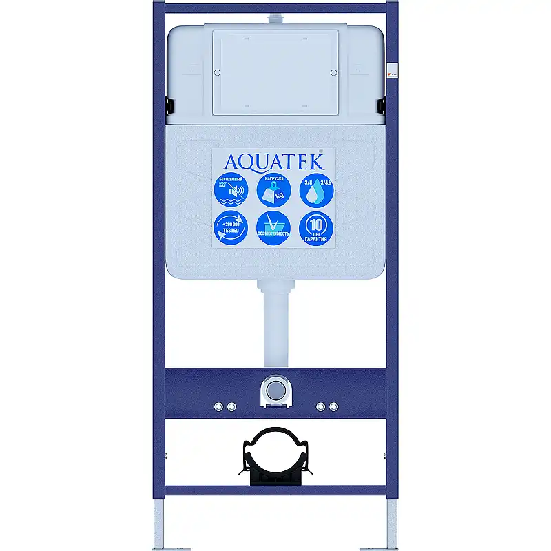Комплект унитаза с инсталляцией Aquatek Set Aquatek Классик-010 4в1 с сиденьем Микролифт и клавишей смыва Хром глянцевый фото 4
