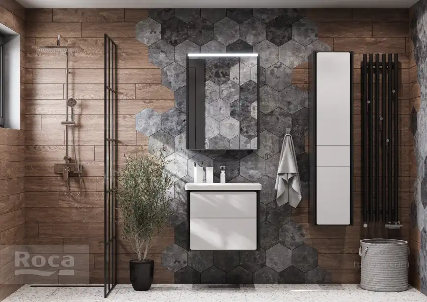 Тумбы под раковину Roca Ronda 60 ZRU9302963 подвесная, цвет, Белый глянец / Антрацит фото 6