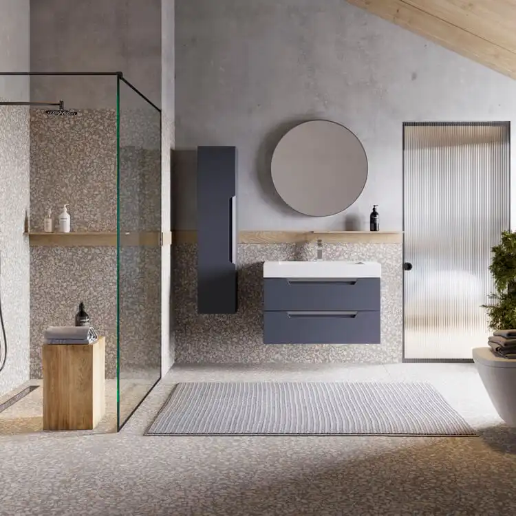 Тумба с раковиной подвесная Aqwella 5 Stars Cube 90 см, CUB0109GR, цвет Серый фото 2