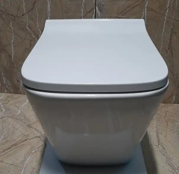 Унитаз подвесной CeramaLux 5171, безободковый с крышкой микролифт, Белый фото 3